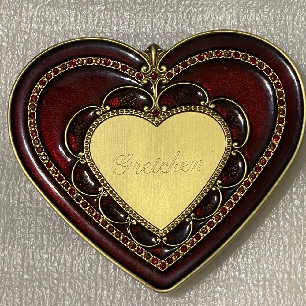 🩷 Ruby Red & Gold Heart-Shaped Trinket Box – Featuring Swarovski Crystals ❤️
